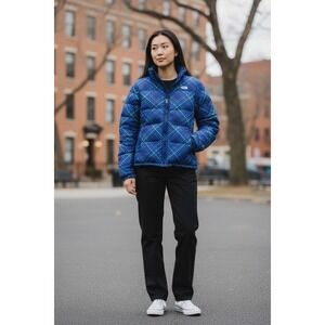 The North Face Jacket Womens Small Purple Teal Plaid Insulated Full Zip Quilted